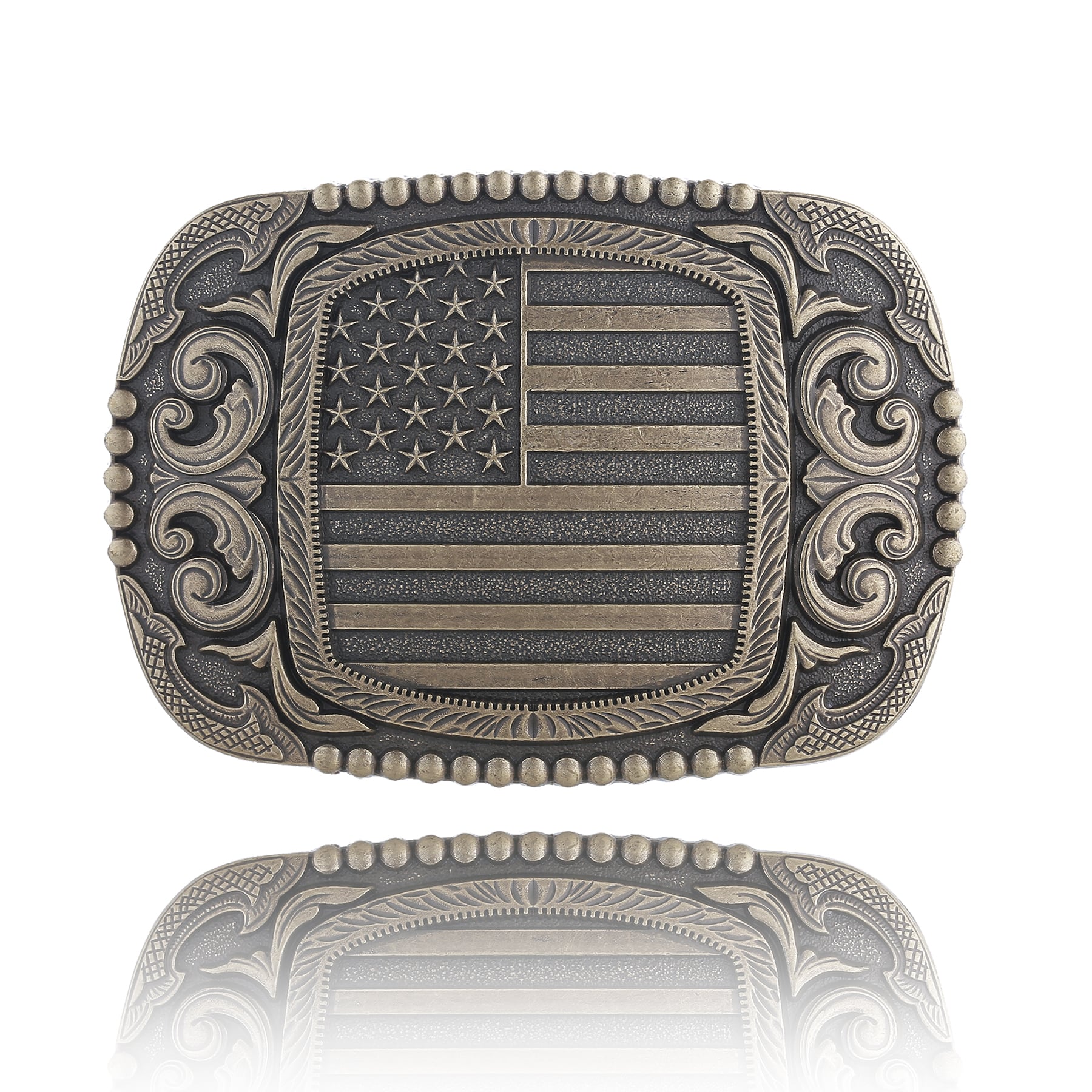Western Americana Belt Buckle – Vintage-Inspired Flag & Star Cowboy Designs — view 1