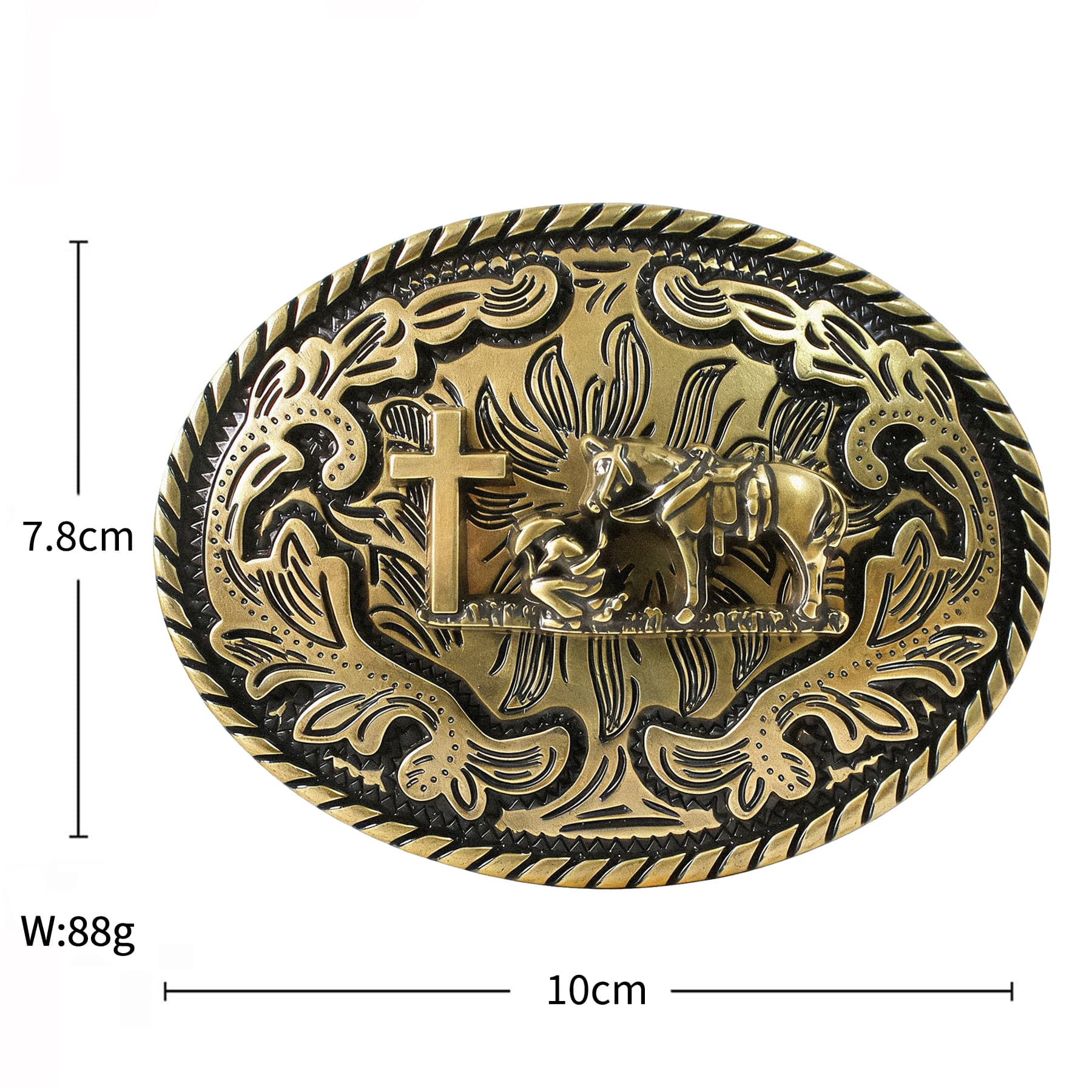 Western Belt Buckle – Antique Brass-Tone Cowboy & Ranch Motif Designs