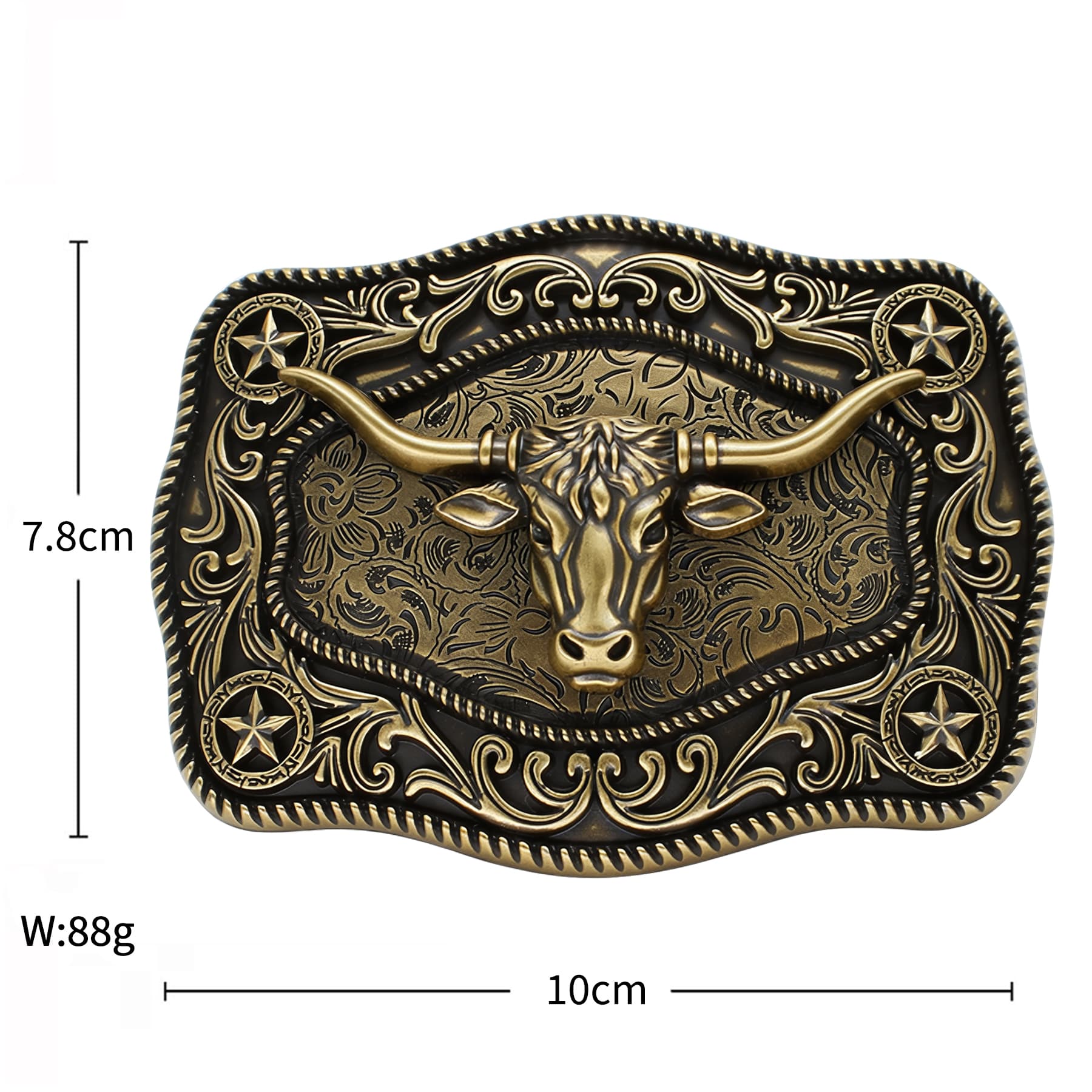 Western Belt Buckle – Antique Brass-Tone Cowboy & Ranch Motif Designs
